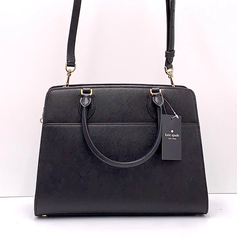 KATE SPADE Madison Saffiano Leather Medium Satchel BLACK COLOR